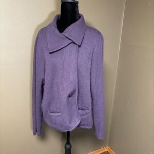 J. Jill Asymmetrical Ribbed Knit Cardigan with Pockets Angora & Wool Blend - XL